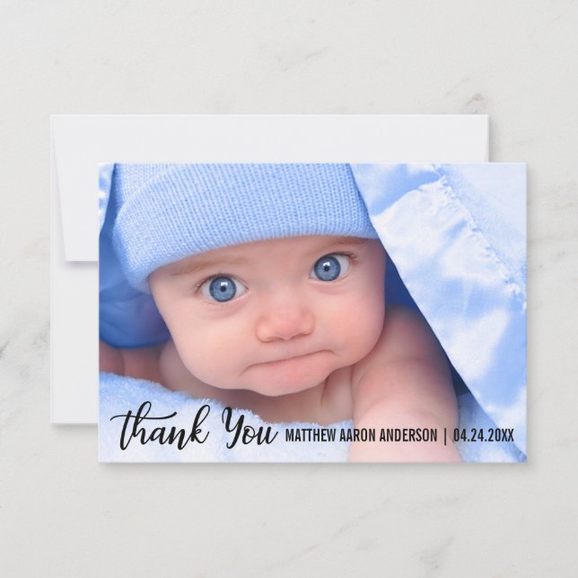 Cartão De Agradecimento Obrigado bebê novo moderno (Frente)
