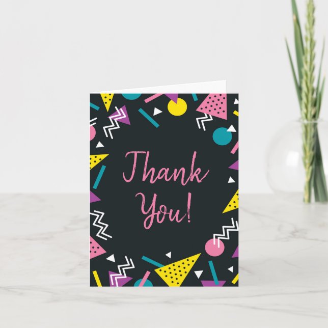 Cartão De Agradecimento Obrigado Black and Retro (Frente)