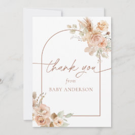 Cartão De Agradecimento Obrigado Boho Pampas Grass Baby Shower