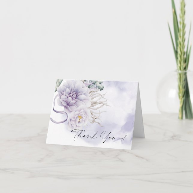Cartão De Agradecimento Obrigado | BOHO Watercolor Lilac Peony (Frente)