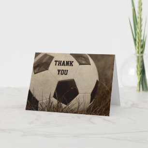 Cartão De Agradecimento Obrigado bola de futebol tonificada Sepia
