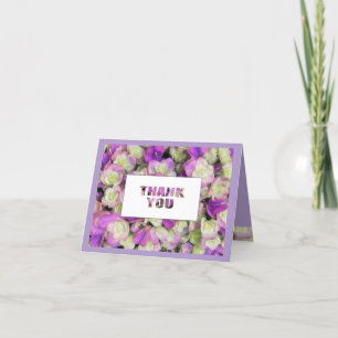 Cartão De Agradecimento Obrigado Bonito Flores Roxo Texto Negrito