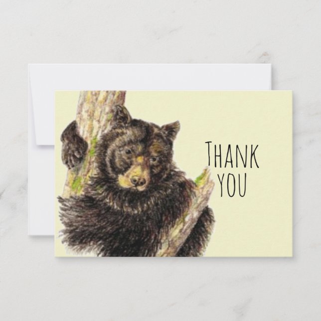 Cartão De Agradecimento Obrigado, Bonito Urso De Aquarelas Abraço De Arte  (Frente)