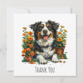 Cartão De Agradecimento Obrigado Border Collie Em Flores