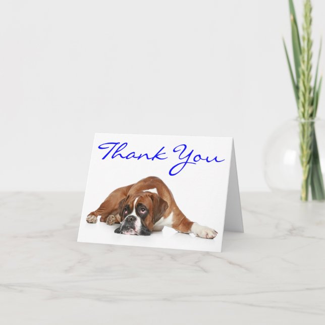 Cartão De Agradecimento Obrigado Boxer Puppy Dog Notecard (Frente)