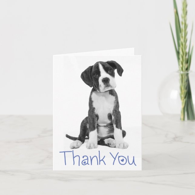 Cartão De Agradecimento Obrigado Boxer Puppy Dog Notecard (Frente)