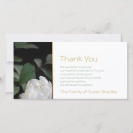 Cartão De Agradecimento Obrigado branco da simpatia do memorial da peônia