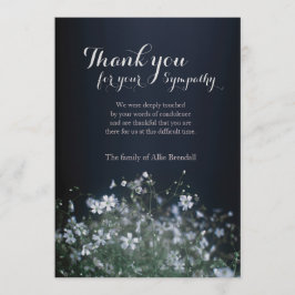 Cartão De Agradecimento Obrigado branco do falecimento dos Wildflowers