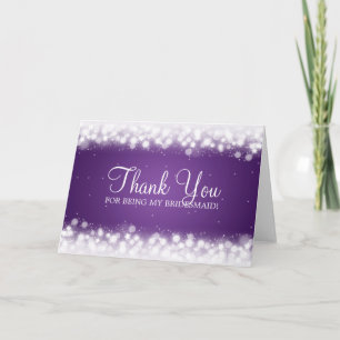 Cartão De Agradecimento Obrigado Bridesmaid Magic Sparkle Purple