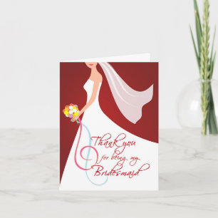 Cartão De Agradecimento Obrigado Bridesmaid - Vermelho Borgonha