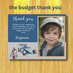 Cartão De Agradecimento Obrigado BUDGET Foto Menino Corrida 5º Aniversário