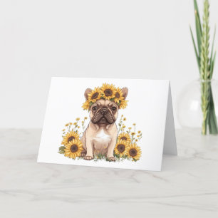 Cartão De Agradecimento Obrigado, Buldogue Francês Girassóis
