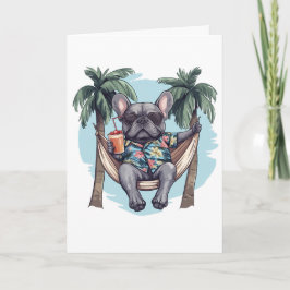Cartão De Agradecimento Obrigado Bulldog Francês em Top Havaiano
