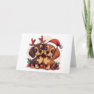 Cartão De Agradecimento Obrigado Cachorros Dachshund Natal