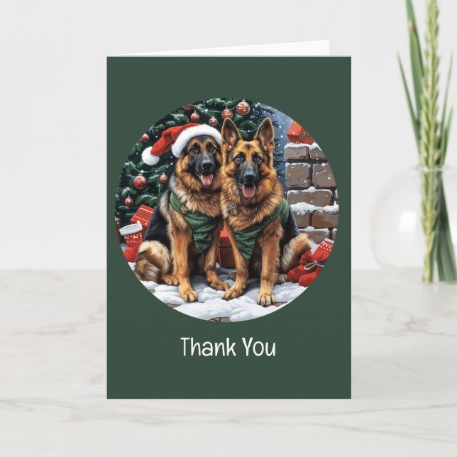Cartão De Agradecimento Obrigado Cachorros de German shepherd de Natal (Frente)