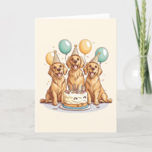 Cartão De Agradecimento Obrigado Cachorros De Ouro De Aniversário