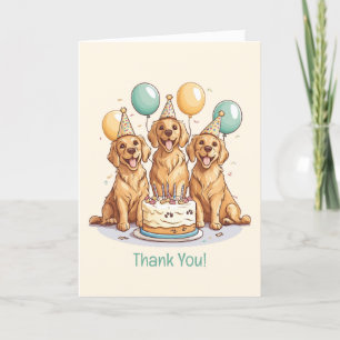 Cartão De Agradecimento Obrigado Cachorros De Ouro De Aniversário