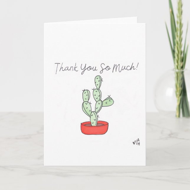Cartão De Agradecimento Obrigado Cactus 5 Card (Frente)