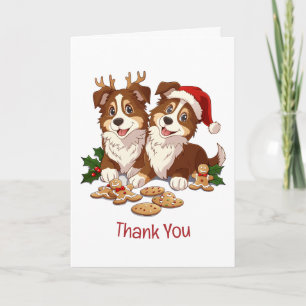 Cartão De Agradecimento Obrigado Cães de Pastoreio de Shetland de Natal
