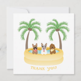 Cartão De Agradecimento Obrigado Cães de Verão Nadando Piscina