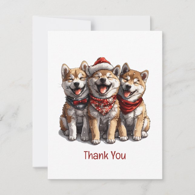 Cartão De Agradecimento Obrigado Cães Papais noeis Shiba Inu de Natal (Frente)
