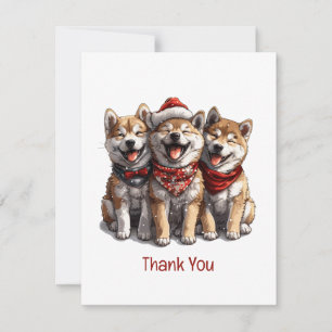 Cartão De Agradecimento Obrigado Cães Papais noeis Shiba Inu de Natal