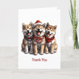 Cartão De Agradecimento Obrigado Cães Papais noeis Shiba Inu de Natal