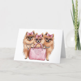 Cartão De Agradecimento Obrigado Cães Pomeranianos Fashionáveis