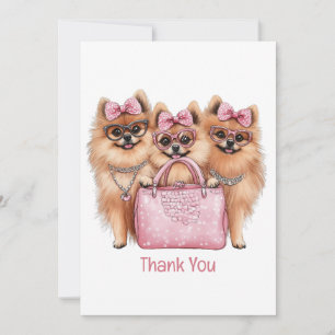 Cartão De Agradecimento Obrigado Cães Pomeranianos Fashionáveis