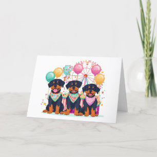 Cartão De Agradecimento Obrigado Cães Rottweiler Num Carnaval