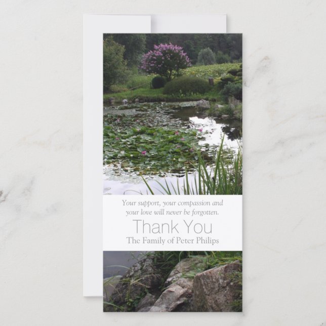 Cartão De Agradecimento Obrigado calmo da simpatia da lagoa do jardim 2 (Frente)