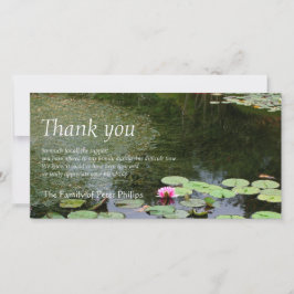 Cartão De Agradecimento Obrigado calmo da simpatia do jardim de Waterlily