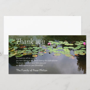 Cartão De Agradecimento Obrigado calmo da simpatia do jardim de Waterlily