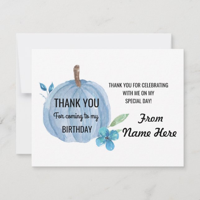 Cartão De Agradecimento Obrigado carda o aniversário do menino azul da (Frente)