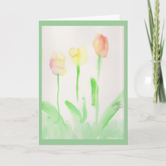 Cartão De Agradecimento Obrigado cardar tulipas (Frente)