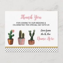 Obrigado Carta de Casamento Cacto Cactos Bolinhas 