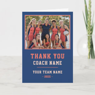 Cartão De Agradecimento Obrigado Carta Treinador Netball Nome da Equipe Fo