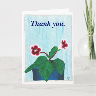 Cartão De Agradecimento Obrigado, cartas com uma flor pintada de gloxinia.