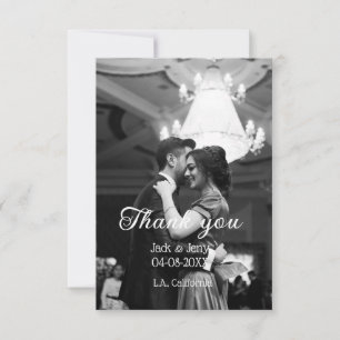 Cartão De Agradecimento Obrigado casal de casamento moderno simples mensag