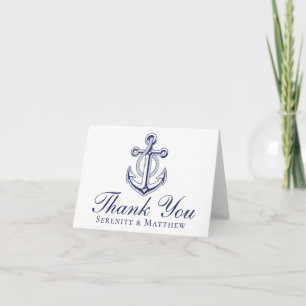 Cartão De Agradecimento Obrigado Casamento Âncora Azul Marinha Náutico