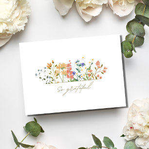 Cartão De Agradecimento Obrigado Casamento Boho Flor Silvestre de Verão 