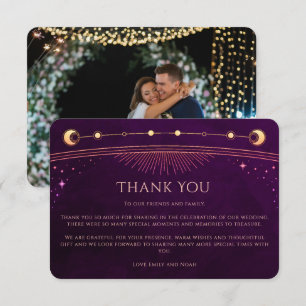 Cartão De Agradecimento Obrigado Casamento Celestial Ameixa Arco-íris