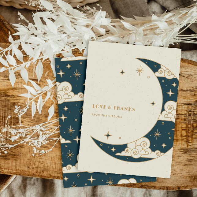 Cartão De Agradecimento Obrigado Casamento Celestial Lua e Estrelas Turque (Criador carregado)