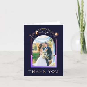 Cartão De Agradecimento Obrigado Casamento Celestial Marinha Arco-íris