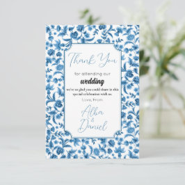 Cartão De Agradecimento Obrigado Casamento Chintz Blue & White Floral Dits