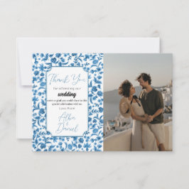 Cartão De Agradecimento Obrigado Casamento Chintz Blue & White Foto Floral