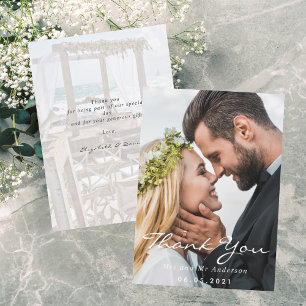 Cartão De Agradecimento Obrigado, casamento da praia com o roteiro
