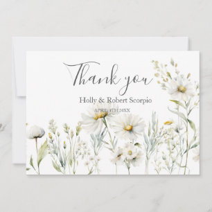 Cartão De Agradecimento Obrigado Casamento Flor Silvestre Margarida