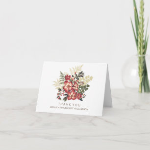 Cartão De Agradecimento obrigado casamento floral vintage outono burgundy