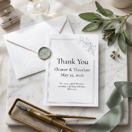 Cartão De Agradecimento Obrigado Casamento Minimalista Verde Salvia